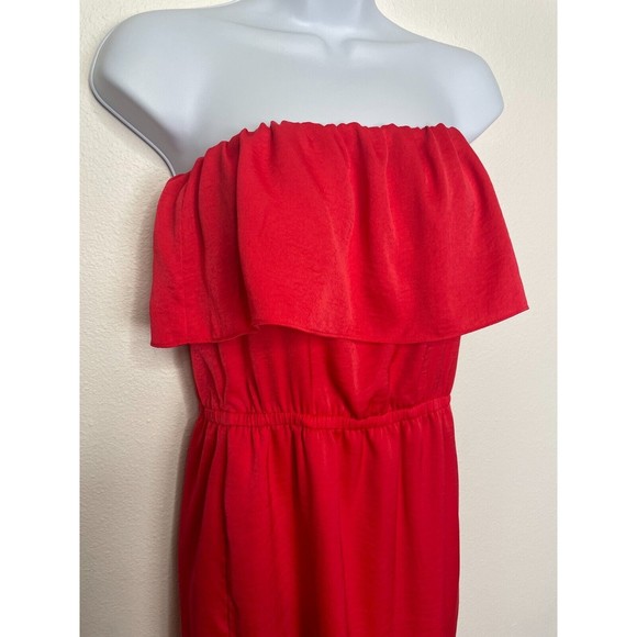 BCBGMaxazria XS Malia Strapless Dress in Red Berry Elastic Waist Ruffle NWT - Picture 7 of 15